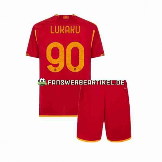 Romelu Lukaku 90 Trikot AS Rom Kinder Heimausrüstung 2023-2024 Kurzarm