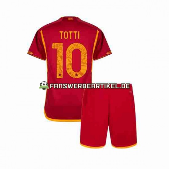 Totti 10 Trikot AS Rom Kinder Heimausrüstung 2023-2024 Kurzarm