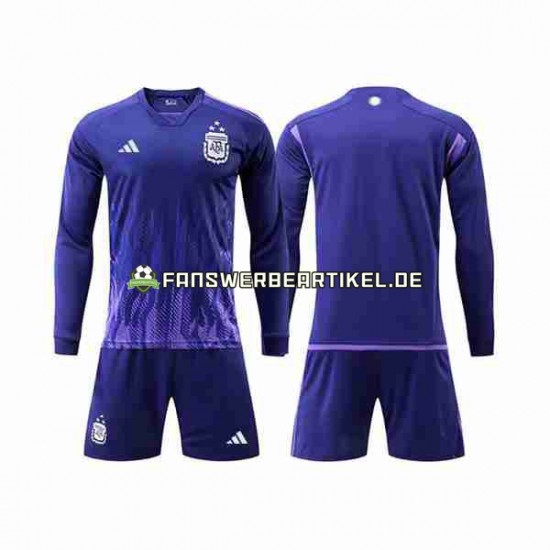 3 Stars Trikot Argentinien Kinder Auswärtsausrüstung WM 2022 Langarm