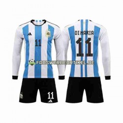 3 Stars Di Maria 11 Trikot Argentinien Kinder Heimausrüstung WM 2022 Langarm