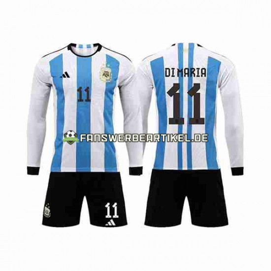 3 Stars Di Maria 11 Trikot Argentinien Kinder Heimausrüstung WM 2022 Langarm