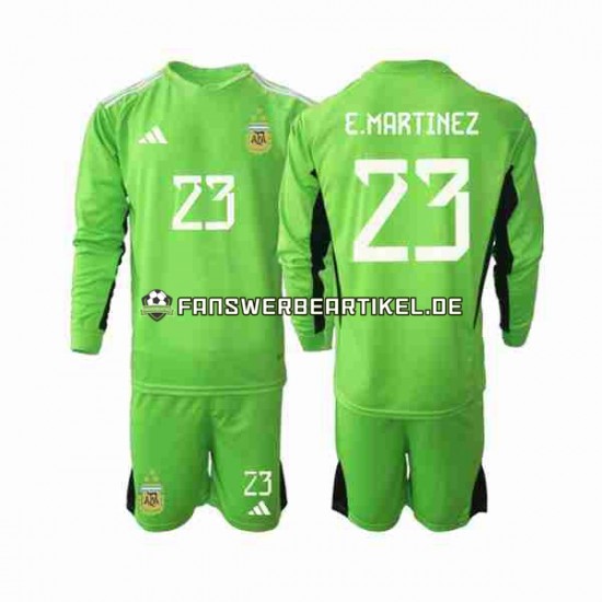 Emiliano Martinez 23 Torwart Trikot Argentinien Kinder Heimausrüstung WM 2022 Langarm