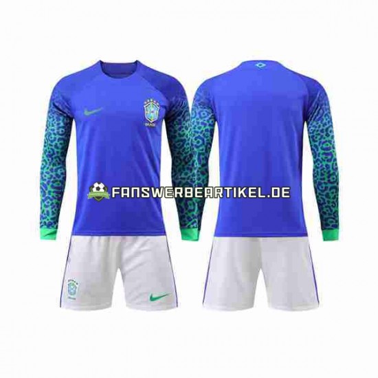 Trikot Brasilien Kinder Auswärtsausrüstung WM 2022 Langarm