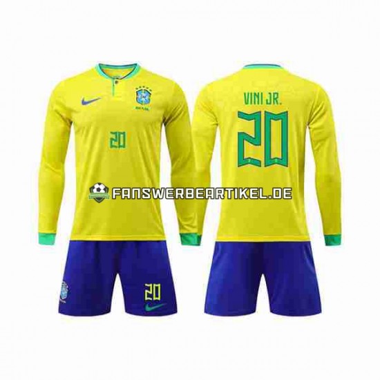 Vinicius Junior 20 Trikot Brasilien Kinder Heimausrüstung WM 2022 Langarm