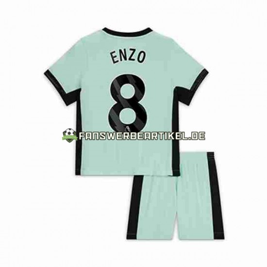 Enzo Fernandez 8 Trikot Chelsea Kinder Ausweich ausrüstung 2023-2024 Kurzarm