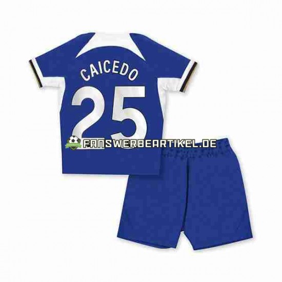 Moises Caicedo 25 Trikot Chelsea Kinder Heimausrüstung 2023-2024 Kurzarm