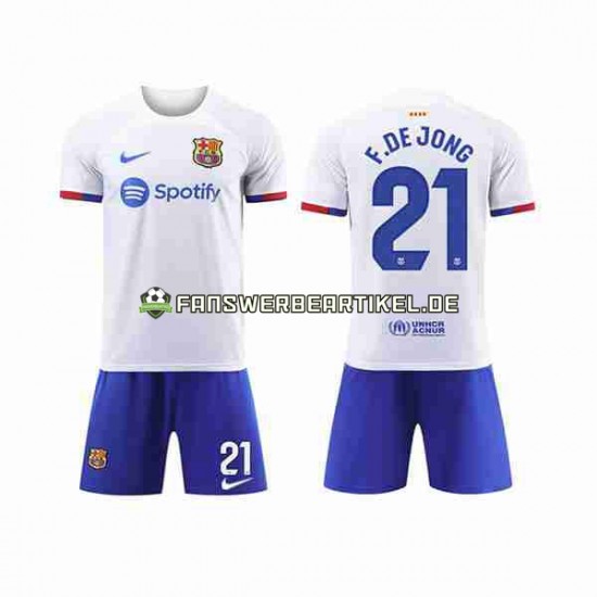 Frenkie de Jong 21 Trikot FC Barcelona Kinder Auswärtsausrüstung 2023-2024 Kurzarm