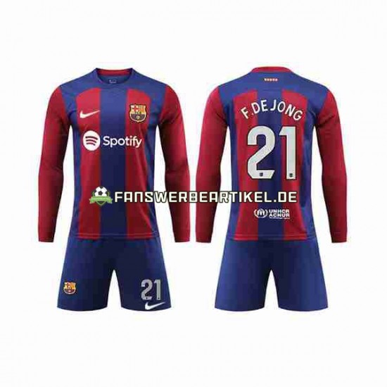 Frenkie de Jong 21 Trikot FC Barcelona Kinder Heimausrüstung 2023-2024 Langarm