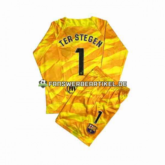 Ter Stegen 1 Torwart Trikot FC Barcelona Kinder Viertes ausrüstung 2023-2024 Langarm