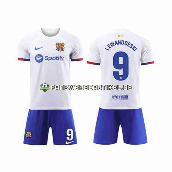 LEWANDOWSKI 9 Trikot FC Barcelona Kinder Auswärtsausrüstung 2023-2024 Kurzarm