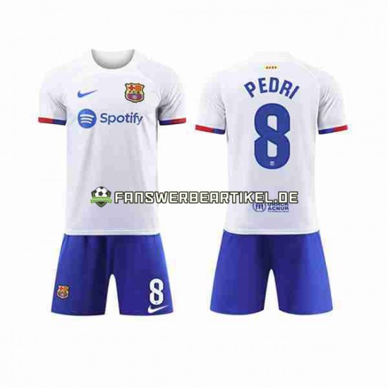 Pedri 8 Trikot FC Barcelona Kinder Auswärtsausrüstung 2023-2024 Kurzarm