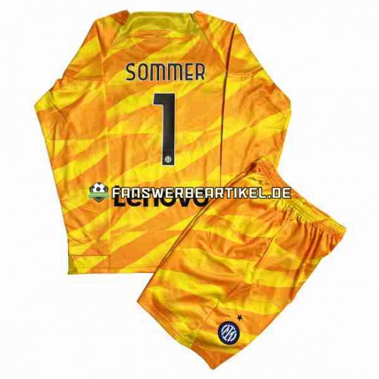 Sommer 1 Torwart Trikot Inter Mailand Kinder Heimausrüstung 2023-2024 Langarm