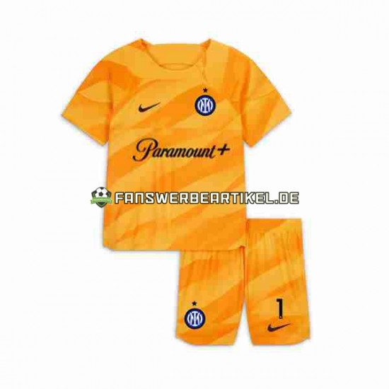 Sommer 1 Torwart Trikot Inter Mailand Kinder Heimausrüstung 2023-2024 Kurzarm