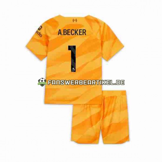 A.Becker 1 Torwart Trikot Liverpool Kinder Ausweich ausrüstung 2023-2024 Kurzarm