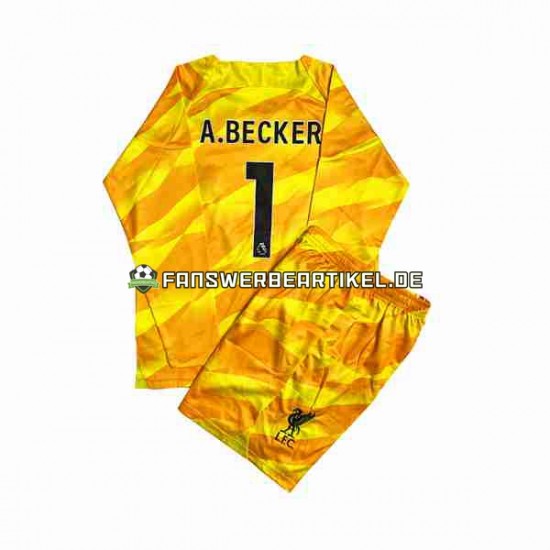 A.Becker 1 Torwart Trikot Liverpool Kinder Ausweich ausrüstung 2023-2024 Langarm