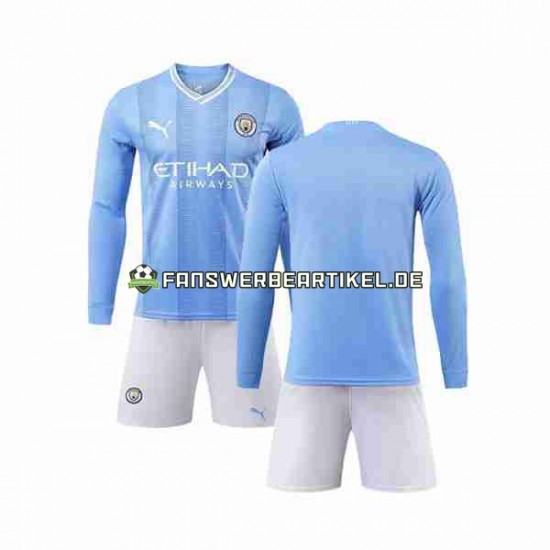 Trikot Manchester City Kinder Heimausrüstung 2023-2024 Langarm