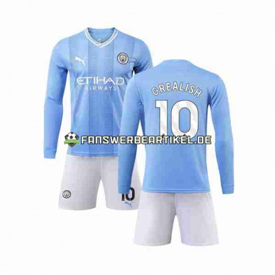 Grealish 10 Trikot Manchester City Kinder Heimausrüstung 2023-2024 Langarm