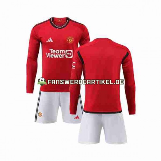 Trikot Manchester United Kinder Heimausrüstung 2023-2024 Langarm