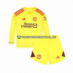Torwart Trikot Manchester United Kinder Heimausrüstung 2023-2024 Langarm