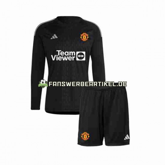 Torwart Trikot Manchester United Kinder Ausweich ausrüstung 2023-2024 Langarm