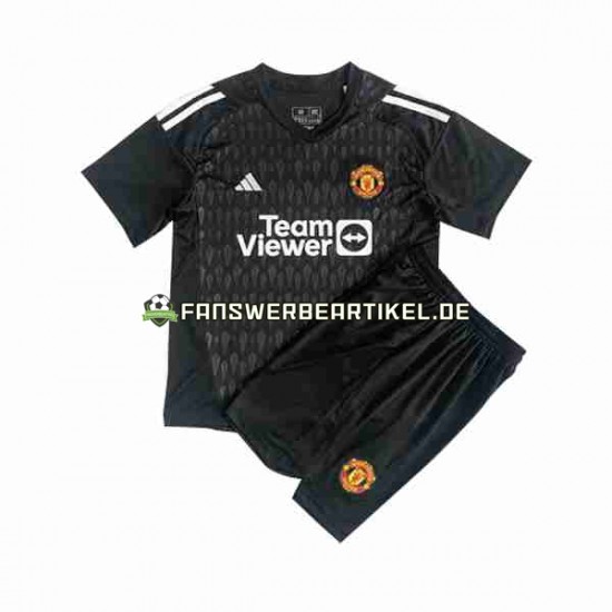 Torwart Trikot Manchester United Kinder Ausweich ausrüstung 2023-2024 Kurzarm