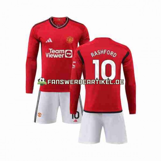 Marcus Rashford 10 Trikot Manchester United Kinder Heimausrüstung 2023-2024 Langarm