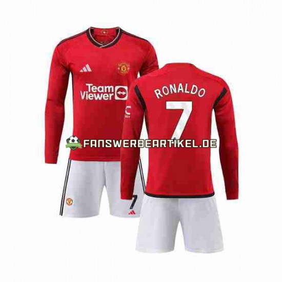 Ronaldo 7 Trikot Manchester United Kinder Heimausrüstung 2023-2024 Langarm