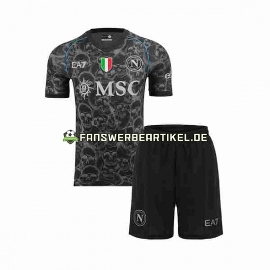 Halloween Trikot SSC Neaples Kinder Heimausrüstung 2023-2024 Kurzarm