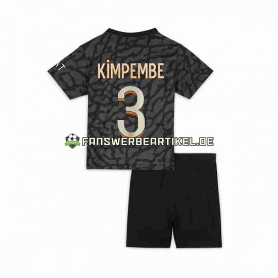 Kimpembe 3 Trikot Paris Saint-Germain Kinder Ausweich ausrüstung 2023-2024 Kurzarm