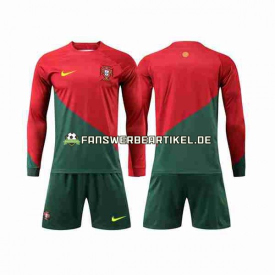 Trikot Portugal Kinder Heimausrüstung WM 2022 Langarm