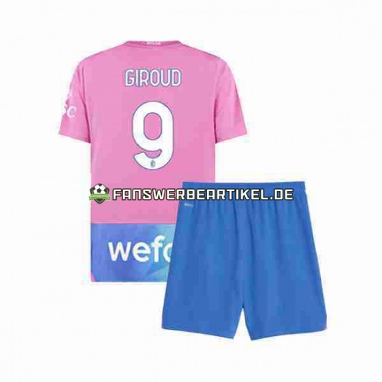 Olivier Giroud 9 Trikot AC Mailand Kinder Ausweich ausrüstung 2023-2024 Kurzarm