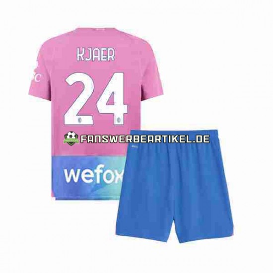 Simon Kjaer 24 Trikot AC Mailand Kinder Ausweich ausrüstung 2023-2024 Kurzarm