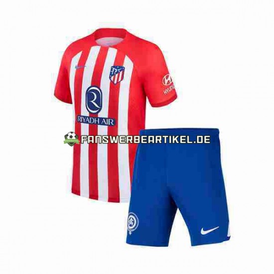 Trikot Atlético Madrid Kinder Heimausrüstung 2023-2024 Kurzarm