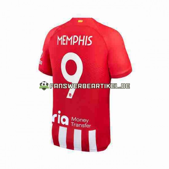 Memphis Depay 9 Trikot Atlético Madrid Herren Heimausrüstung 2023-2024 Kurzarm