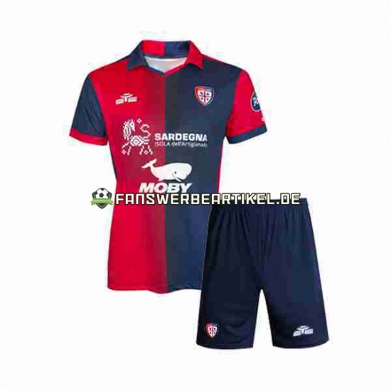 Trikot Cagliari Kinder Heimausrüstung 2023-2024 Kurzarm