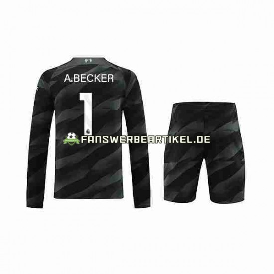 A.Becker 1 Torwart Trikot Liverpool Kinder Auswärtsausrüstung 2023-2024 Langarm