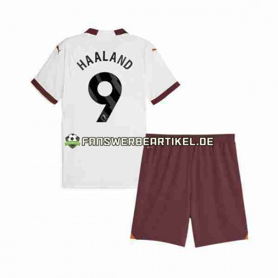 Erling Haaland 9 Trikot Manchester City Kinder Auswärtsausrüstung 2023-2024 Kurzarm