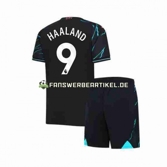 Erling Haaland 9 Trikot Manchester City Kinder Ausweich ausrüstung 2023-2024 Kurzarm