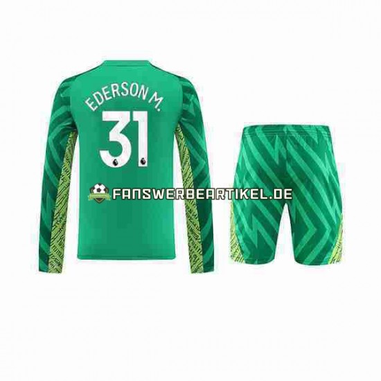 Ederson Moraes 31 Torwart Trikot Manchester City Kinder Heimausrüstung 2023-2024 Langarm