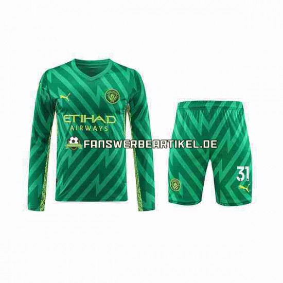 Ederson Moraes 31 Torwart Trikot Manchester City Kinder Heimausrüstung 2023-2024 Langarm