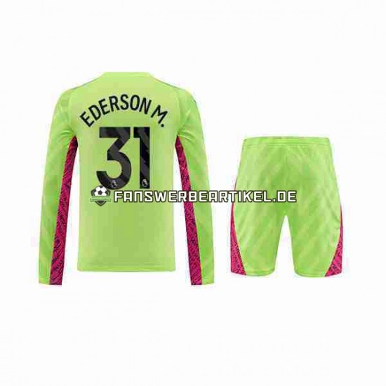 Ederson Moraes 31 Torwart Trikot Manchester City Kinder Ausweich ausrüstung 2023-2024 Langarm