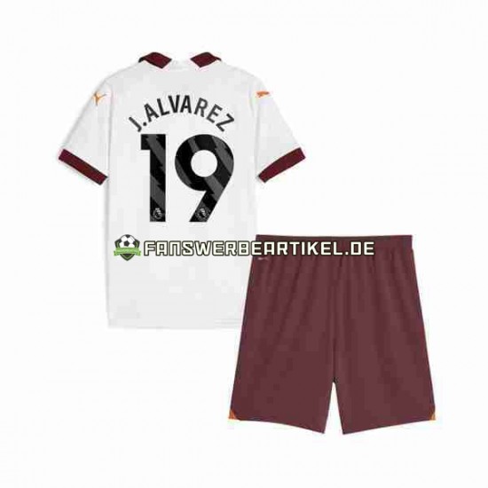 Julian Alvarez 19 Trikot Manchester City Kinder Auswärtsausrüstung 2023-2024 Kurzarm