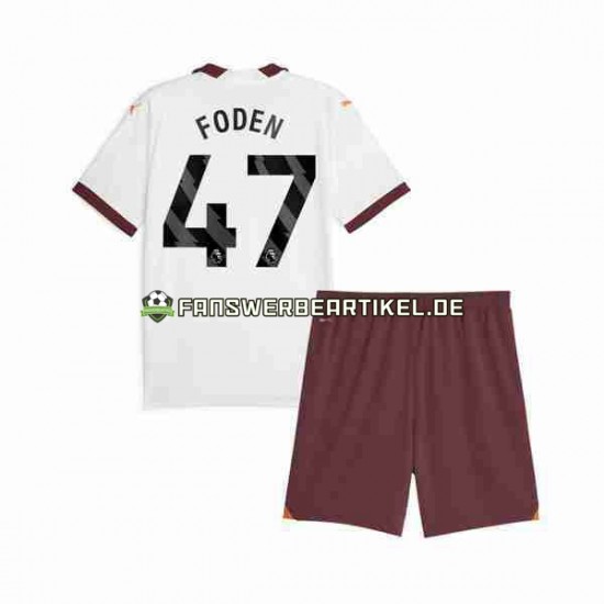 Phil Foden 47 Trikot Manchester City Kinder Auswärtsausrüstung 2023-2024 Kurzarm