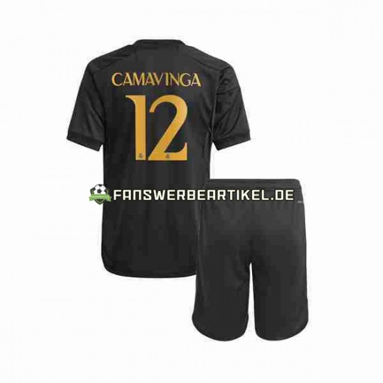 Eduardo Camavinga 12 Trikot Real Madrid Kinder Ausweich ausrüstung 2023-2024 Kurzarm