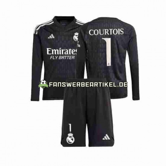 Thibaut Courtois 1 Torwart Trikot Real Madrid Kinder Auswärtsausrüstung 2023-2024 Langarm