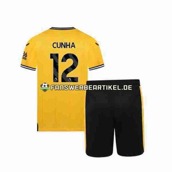 CUNHA 12 Trikot Wolverhampton Wanderers Kinder Heimausrüstung 2023-2024 Kurzarm