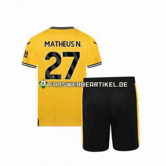 Matheus Nunes 27 Trikot Wolverhampton Wanderers Kinder Heimausrüstung 2023-2024 Kurzarm