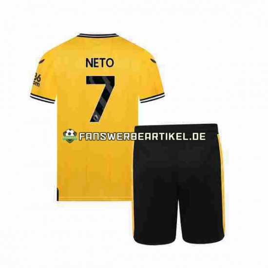 NETO 7 Trikot Wolverhampton Wanderers Kinder Heimausrüstung 2023-2024 Kurzarm