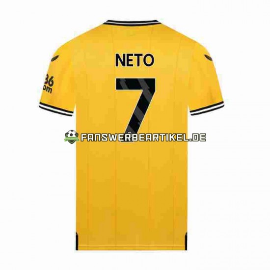 NETO 7 Trikot Wolverhampton Wanderers Herren Heimausrüstung 2023-2024 Kurzarm