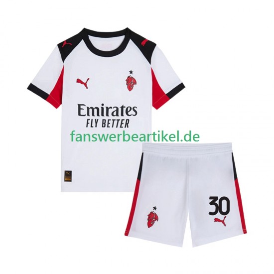 Ardon Jashari 30 Trikot AC Mailand Kinder Auswärtsausrüstung 2025-2026 Kurzarm